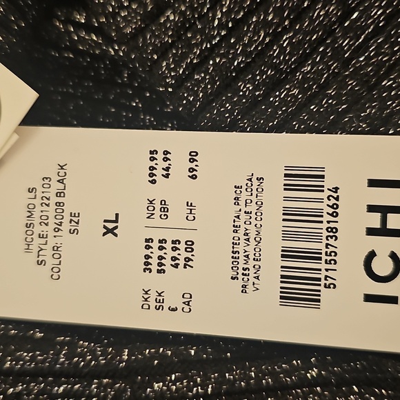 NWT ICHI Metallic Crossback Long Sleeved Ribbed Knit Metallic Black Top XL - Picture 13 of 13